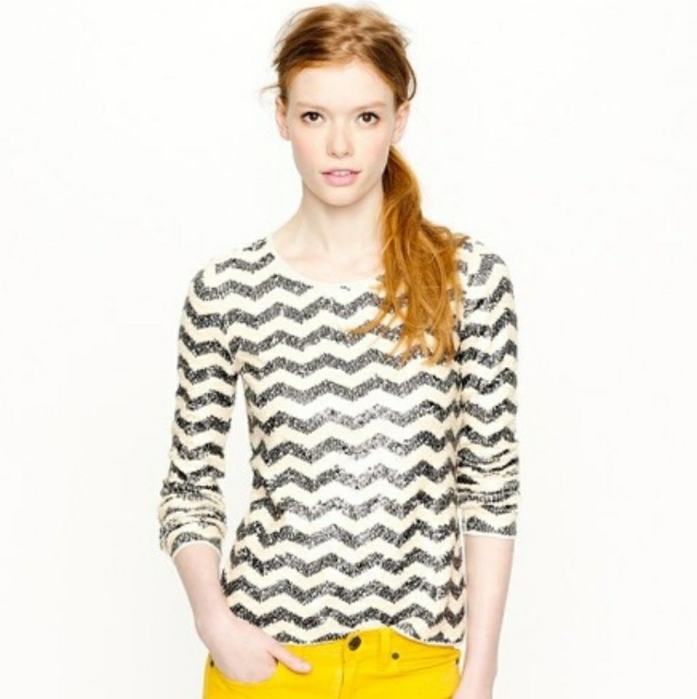 J Crew Sequin Chevron Sweater